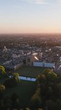 Vertical Video of Cambridge, Vertical Aerial View Shot, sunset, sunrise, day