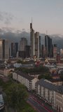 Vertical Video of Frankfurt, Vertical Aerial View Shot, sunset, sunrise, day