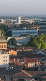 Vertical Video of Toulouse, Vertical Aerial View Shot, sunset, sunrise, day