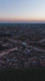 Vertical Video of Toulouse, Vertical Aerial View Shot, sunset, sunrise, day