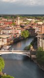 Vertical Video of York, Vertical Aerial View Shot, sunset, sunrise, day