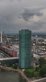 Vertical Video of Frankfurt, Vertical Aerial View Shot, sunset, sunrise, day