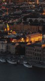 Vertical Video of Stockholm, Vertical Aerial View Shot, sunset, sunrise, day