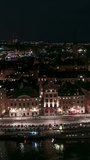 Vertical Video of Stockholm, Vertical Aerial View Shot, night, evening