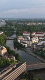 Vertical Video of Strasbourg, Vertical Aerial View Shot, sunset, sunrise, day