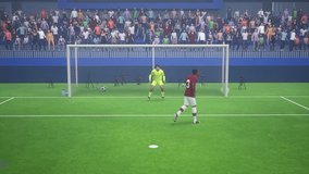 Winning the penalty shootout challenge in a virtual sport simulator game. Winning the match of a new digital sports simulator. Scoring a goal to win an online sports simulator match. - Powered by Shutterstock - Get 15% off with code: PIKWIZARD15