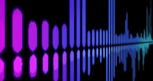 Sound waveform on black background. Seamless loop audio spectrum in close-up