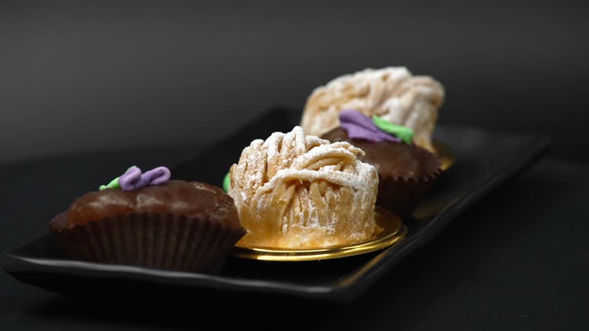 Montebianco or (Montblanc), typical Italian dessert with chestnuts and cream.
The most delicious dessert in the world, filled with marron glacés. Artisan pastry shop.