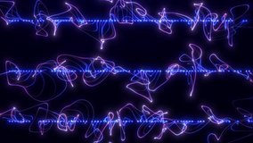 Abstract background with moving particle shapes with wave energy. Seamless loop 4k video.