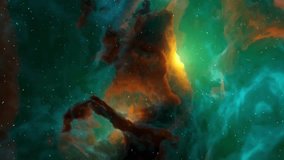 Green Abstract galaxy animation. Colorful universe moves. NASA space. Explore planets. Intro social media video