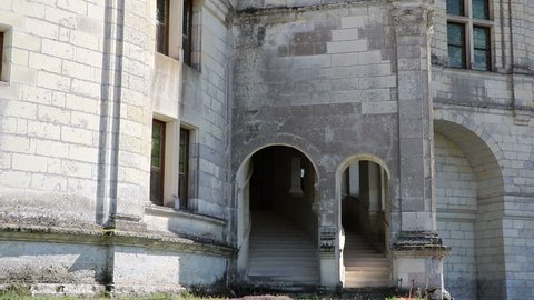 Château Chambord Two Arches Onto Stairs One Large, One Small From Outside, Loire Valley France.