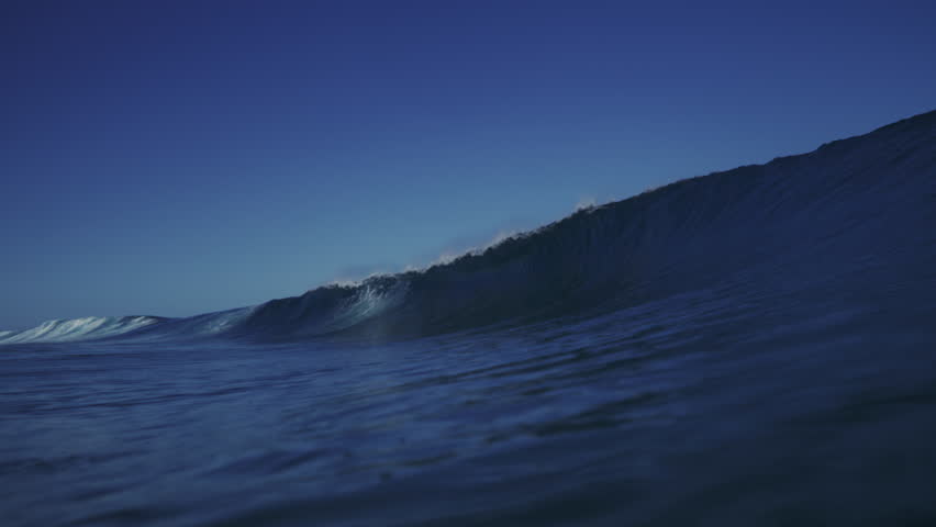 Empty heavy shoulder wave of Teahupoo breaks in slow motion Royalty-Free Stock Footage #3474155941
