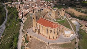 Aerial view of San Vicente de la Sonsierra, famous touristic destination in La Rioja, Spain. High quality 4k footage