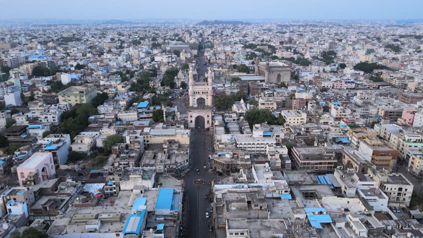 This is an aerial view of Charminar Hyderabad