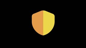 Footage video animation of sign minus strip in a yellow shield icon