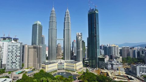 Kuala Lumpur, 22 OCT 2017 Malaysia: Kuala Lumpur city skyline time-lapse with nice blue sky