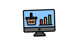 Animated sales analytics filled line icon on transparent background, ecommerce animation, 4k video motion graphic with alpha channel, use for web design, mobile apps, ui design