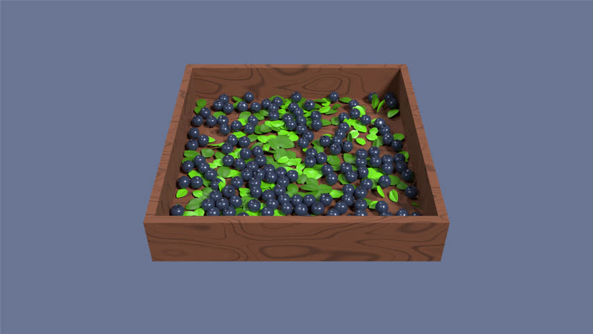 3D blueberry animation. Blueberry with leaves animation. Fruit and healthy food concept. 4K seamless loop video footage