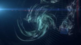 Green energy cosmic dust and wave lines futuristic magical glowing bright. Abstract background. Video in high quality 4k, motion design