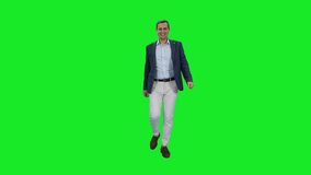 Young successful and happy man walking and dancing in green background, Chroma key, 4k pre-keyed footage - Powered by Shutterstock - Get 15% off with code: PIKWIZARD15