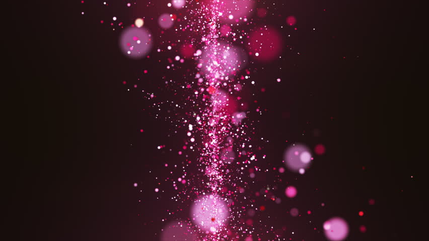 Luxury elegant background of rose gold particles flowing to the camera surrounded by soft light and bokeh. Romantic cinematic particle background. Awards ceremony, event, holiday, and celebration. 4k.