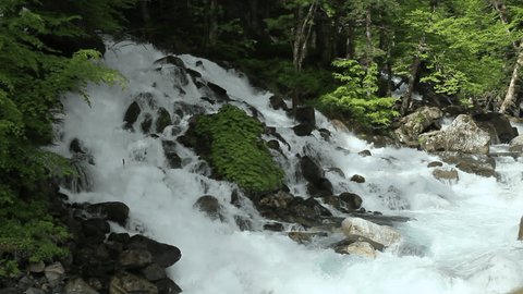 Waterfall of several glacier water and meltwater spouts. Uelhs deth Joeu, Vall d'Aran, Catalan Pyrenees, Spain. 스톡 비디오