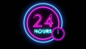 24 hours neon animated neon text advertising 24 hours looping 4k open twenty four hours always open - Powered by Shutterstock - Get 15% off with code: PIKWIZARD15