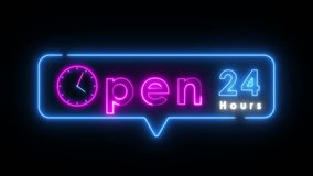 open 24 hours neon animated neon text advertising 24 hours looping 4k open twenty four hours always open - Powered by Shutterstock - Get 15% off with code: PIKWIZARD15