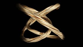Gold knot infinity endless on black back 4k. 3D Illustration