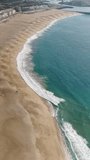 Vertical Video Famous Beach of Nazaré in Portugal Aerial View