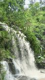 vertical portrait social media video A waterfall in chiang mai national royal park nature reserve jungle, thailand. sunny day for calming 