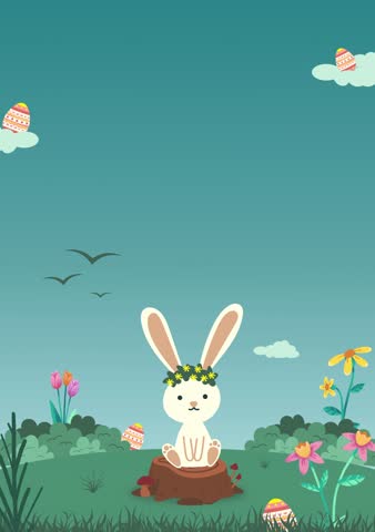 Green and Yellow Illustration Easter Egg Hunt Video