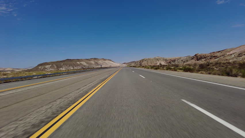 395 Scenic Byway Northbound 2 Red Rock Canyon to Ridgecrest 02 Front View MultiCam Driving Plate Sierra Nevada Mts California Royalty-Free Stock Footage #3475040595
