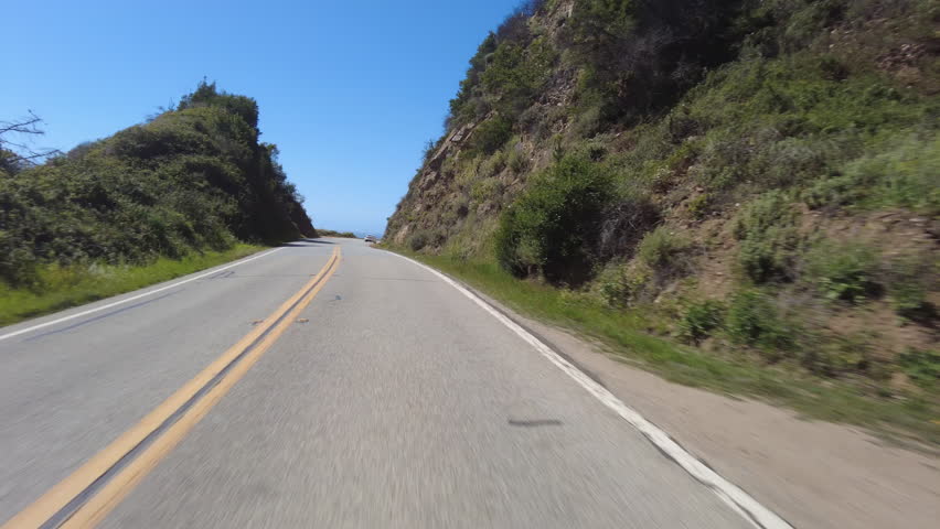 Big Sur Pacific Coast Highway Northbound 6 Big Creek Bridge to McWay Falls 09 Front View MultiCam Driving Plate California USA Royalty-Free Stock Footage #3475070497