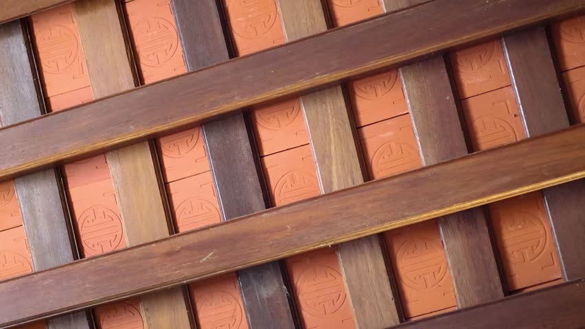 Static display of a wooden roof