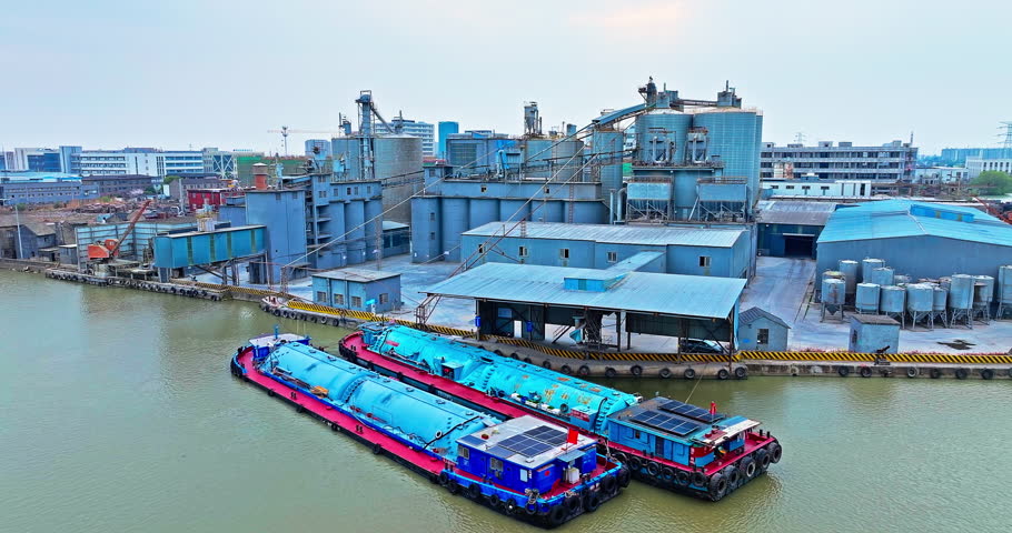 Industrial area construction equipment and river dock