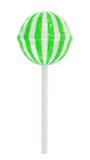 Vertical video. Realistic looping 3D animation of the spinning striped green and white lollipop demonstration rendered in UHD as PNG with alpha channel.