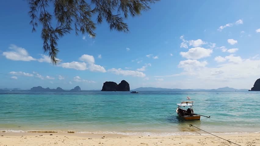 ical paradise sandy beach at Koh Tao island, Koh Samui, Thailand. Beach Holiday in Thailand. Tropical Thai beach on sunny day Royalty-Free Stock Footage #3475515141