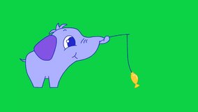 Elevate your projects with this delightful 4K animation of a baby elephant cartoon character on a green screen, perfect for seamless integration.