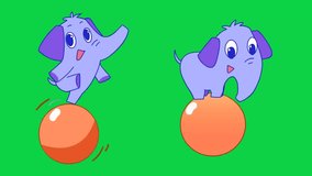 Elevate your projects with this delightful 4K animation of a baby elephant cartoon character on a green screen, perfect for seamless integration.