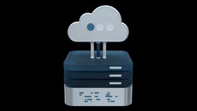 Cloud computing technology animation. Cloud data center with hosting server. Network and database. Cloud storage. Transparent background with alpha channel - Powered by Shutterstock - Get 15% off with code: PIKWIZARD15