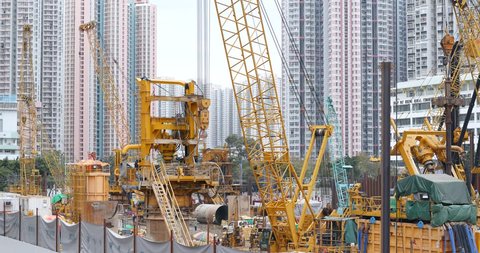 Tin Tsui Wai, Hong Kong, 10 January 2017:- Construction site in Hong Kong city