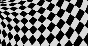 Abstract black and white checkered background.Seamless loop video.Moving checkered background.distorted squares.