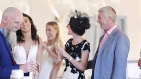 Beautiful bride is socialising with her father on her wedding day. They greet and then he looks at her new ring.  - Powered by Shutterstock - Get 15% off with code: PIKWIZARD15