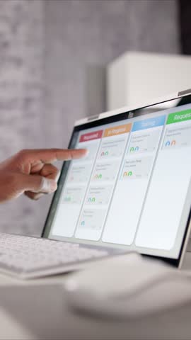 Kanban Project Schedule Management Software App On Laptop