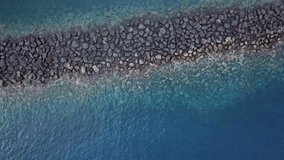 Breakwater, Canary islands, drone video, ocean,