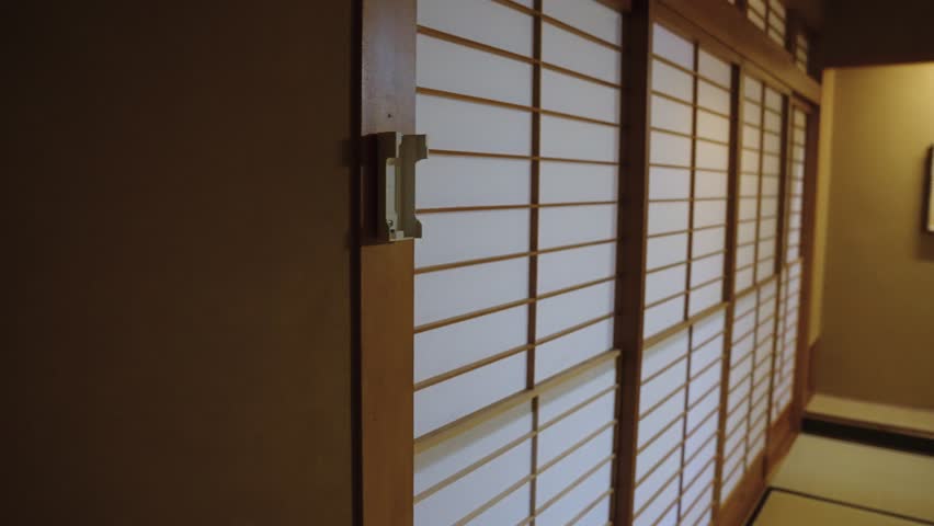 Traditional Shoji Walls in Ryokan Inn, Simple Japanese Hotel