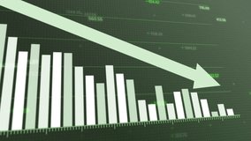 Animated global energy consumption decline with falling bar graphs on green background, significant downturn visualization - Powered by Shutterstock - Get 15% off with code: PIKWIZARD15