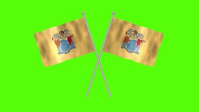 Flag of New Jersey, Cross table flag of New Jersey on Green screen chroma key, USA States New Jersey 3D Animation flag waving in the wind isolated on Green Background.
 - Powered by Shutterstock - Get 15% off with code: PIKWIZARD15