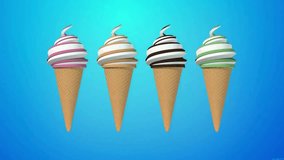 Scoops of Delight: Variety of Ice Cream Cones with Alpha Channel (4K Video)